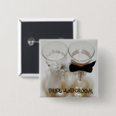 Wedding Celebration Glasses Vierkante Button 5,1 Cm (Voorkant /achterkant)