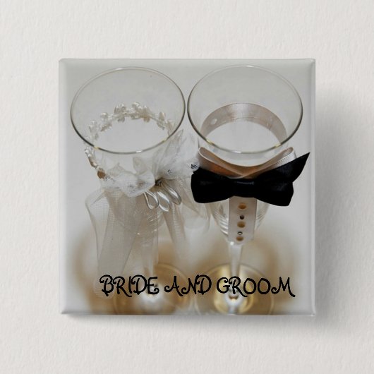 Wedding Celebration Glasses Vierkante Button 5,1 Cm (Voorkant)