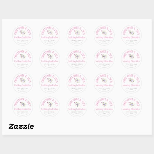 Wedding Celebration Party Ronde Sticker (Vel)