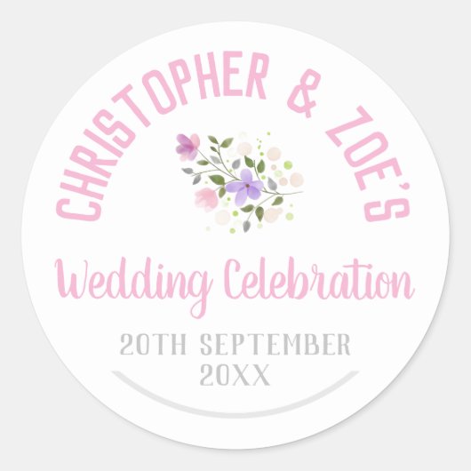 Wedding Celebration Party Ronde Sticker (Voorkant)