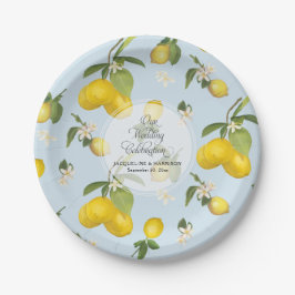 Wedding Celebration Royal Blue Lemon Flower Citrus Papieren Bordje