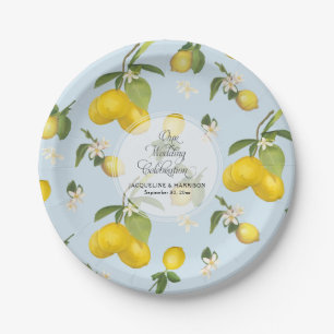 Wedding Celebration Royal Blue Lemon Flower Citrus Papieren Bordje
