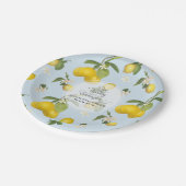 Wedding Celebration Royal Blue Lemon Flower Citrus Papieren Bordje (Gekanteld)