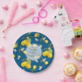 Wedding Celebration Royal Blue Lemon Flower Citrus Papieren Bordje (Feest)