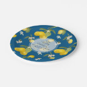 Wedding Celebration Royal Blue Lemon Flower Citrus Papieren Bordje (Gekanteld)