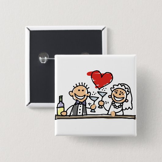 Wedding Celebration Vierkante Button 5,1 Cm (Voorkant /achterkant)