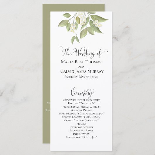 Wedding Ceremony Elegant Sage Greenery Foliage (Voorkant / Achterkant)