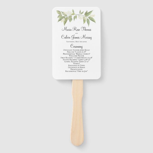 Wedding Ceremony Elegant Sage Greenery Foliage Handwaaier (Voorkant)