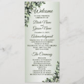 Wedding Ceremony Floral Greenery Eucalyptus Leaves Programmakaart (Voorkant)
