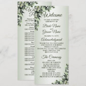 Wedding Ceremony Floral Greenery Eucalyptus Leaves Programmakaart (Voorkant / Achterkant)