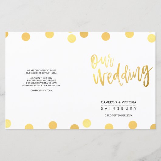 WEDDING CEREMONY handgeschreven script gold spots (Voorkant)