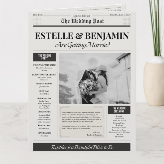 Wedding Ceremony Krantenprogramma Kaart (Voorkant)