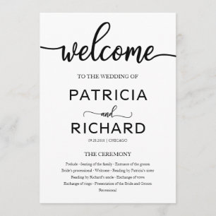 Wedding Ceremony Order of Service Program Chic Programmakaart