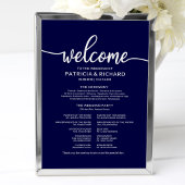 Wedding Ceremony Program Board Chic Navy Blue Poster