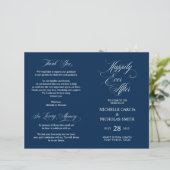 Wedding Ceremony Program Classic Elegance Navy (Staand voorkant)