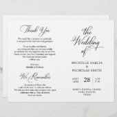 Wedding Ceremony Program, Classy Black en White (Voorkant / Achterkant)