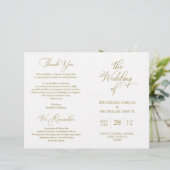 Wedding Ceremony Program Classy Elegant Gold (Staand voorkant)