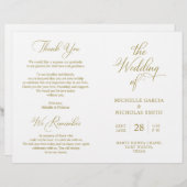 Wedding Ceremony Program Classy Elegant Gold (Voorkant / Achterkant)