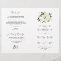 Wedding Ceremony Program Cream Waterverf Floral