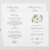 Wedding Ceremony Program Cream Waterverf Floral (Voorkant / Achterkant)