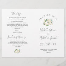 Wedding Ceremony Program Cream Waterverf Floral