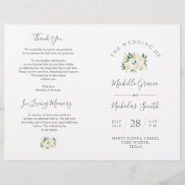 Wedding Ceremony Program Cream Waterverf Floral