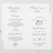 Wedding Ceremony Program Cream Waterverf Floral (Voorkant / Achterkant)