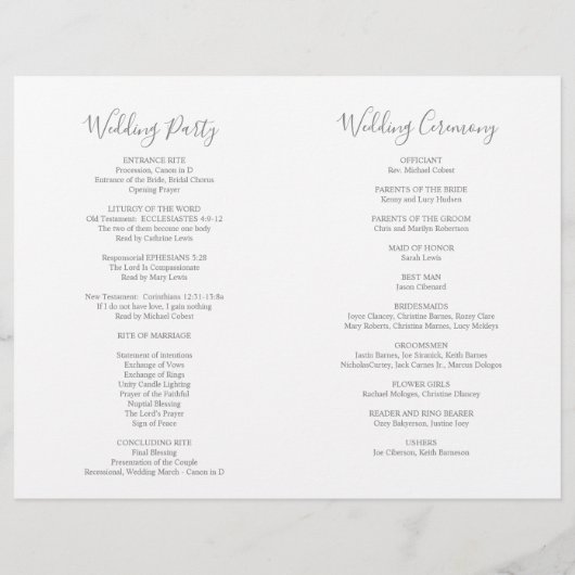 Wedding Ceremony Program Cream Waterverf Floral (Achterkant)