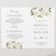 Wedding Ceremony Program Cream Waterverf Floral