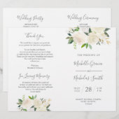 Wedding Ceremony Program Cream Waterverf Floral (Voorkant / Achterkant)