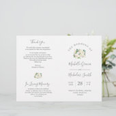 Wedding Ceremony Program Cream Waterverf Floral (Staand voorkant)