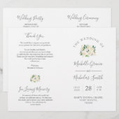 Wedding Ceremony Program Cream Waterverf Floral (Voorkant / Achterkant)