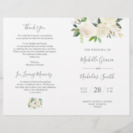 Wedding Ceremony Program Cream Waterverf Floral