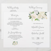 Wedding Ceremony Program Cream Waterverf Floral (Voorkant / Achterkant)