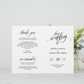 Wedding Ceremony Program, Elegance Script Black (Staand voorkant)