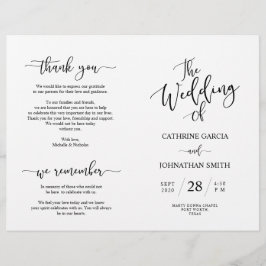 Wedding Ceremony Program, Elegant Script Black
