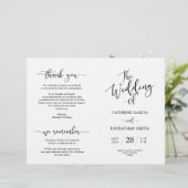 Wedding Ceremony Program, Elegant Script Black (Staand voorkant)