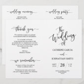 Wedding Ceremony Program, Elegant Script Black (Voorkant / Achterkant)
