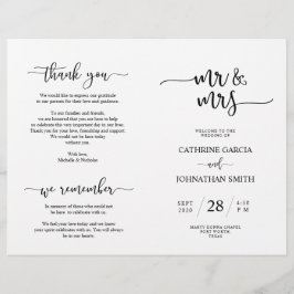 Wedding Ceremony Program, Elegant Script Black