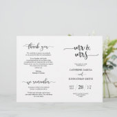 Wedding Ceremony Program, Elegant Script Black (Staand voorkant)