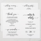 Wedding Ceremony Program, Elegant Script Black (Voorkant / Achterkant)