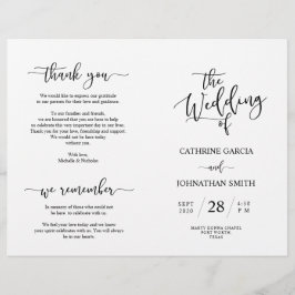 Wedding Ceremony Program, Elegant Script Black