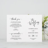 Wedding Ceremony Program, Elegant Script Black (Staand voorkant)