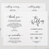 Wedding Ceremony Program, Elegant Script Black (Voorkant / Achterkant)