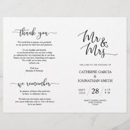 Wedding Ceremony Program, Elegant Script Black