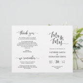 Wedding Ceremony Program, Elegant Script Black (Staand voorkant)