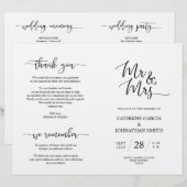 Wedding Ceremony Program, Elegant Script Black (Voorkant / Achterkant)