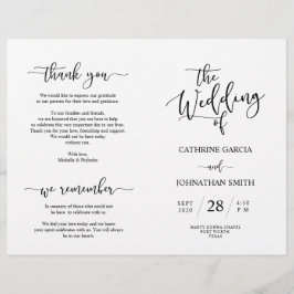 Wedding Ceremony Program, Elegant Script Black