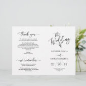 Wedding Ceremony Program, Elegant Script Black (Staand voorkant)