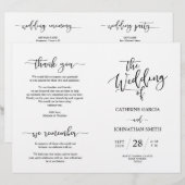 Wedding Ceremony Program, Elegant Script Black (Voorkant / Achterkant)